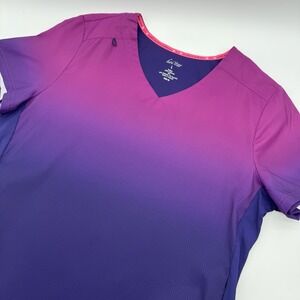 Koi Lite Scrub Top Women's Large Pink Purple Slim Fit Nursing Career Office